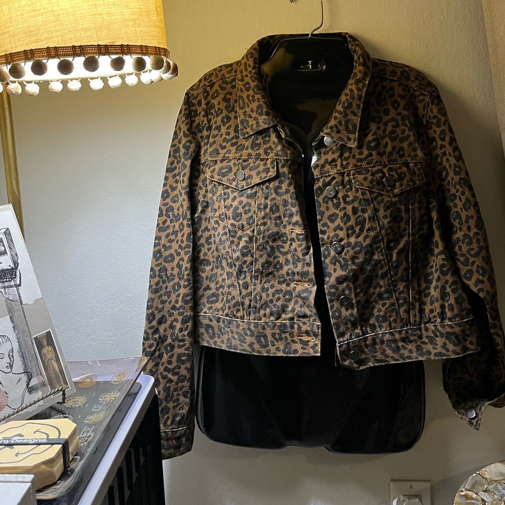 Between Us denim cheetah jacket